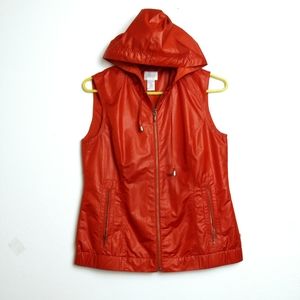 Zenergy by Chico's Fitted Hooded Vest Women's Size 0 Us S/4 Orange
